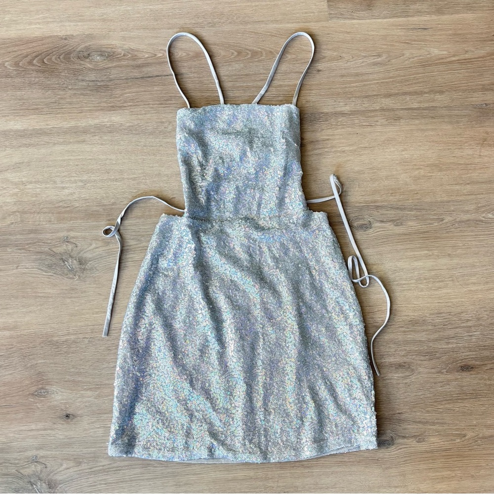 Silver Sequin Mini Dress